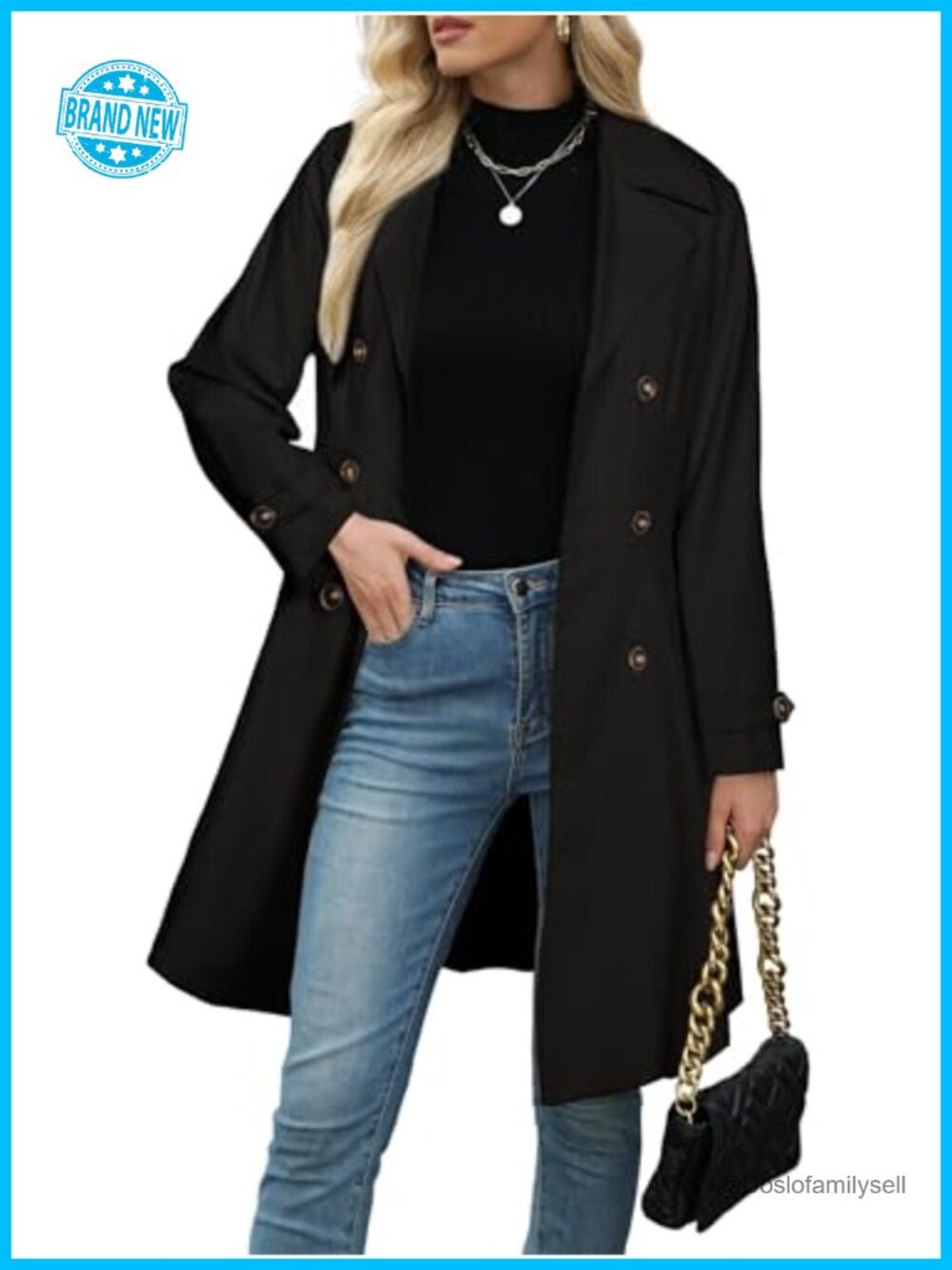 Womens Double-Breasted Trench Coat Long Dressy Windbreaker Overcoat Fall